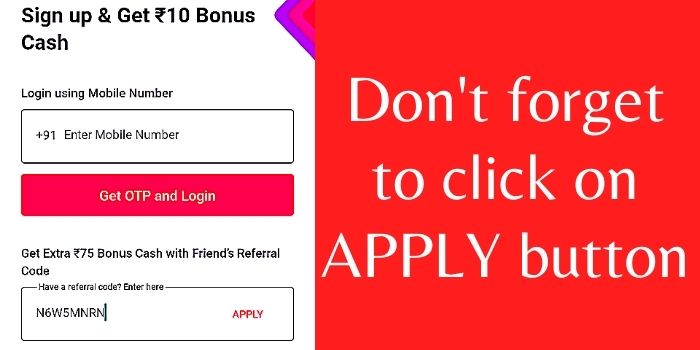 Enter Referral Code In MPL